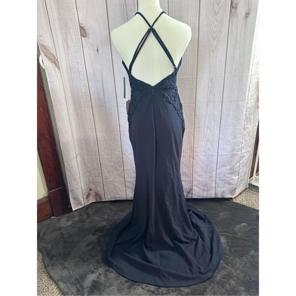 NWT LuLus Navy formal dress lace detail small prom wedding - Picture 2 of 6